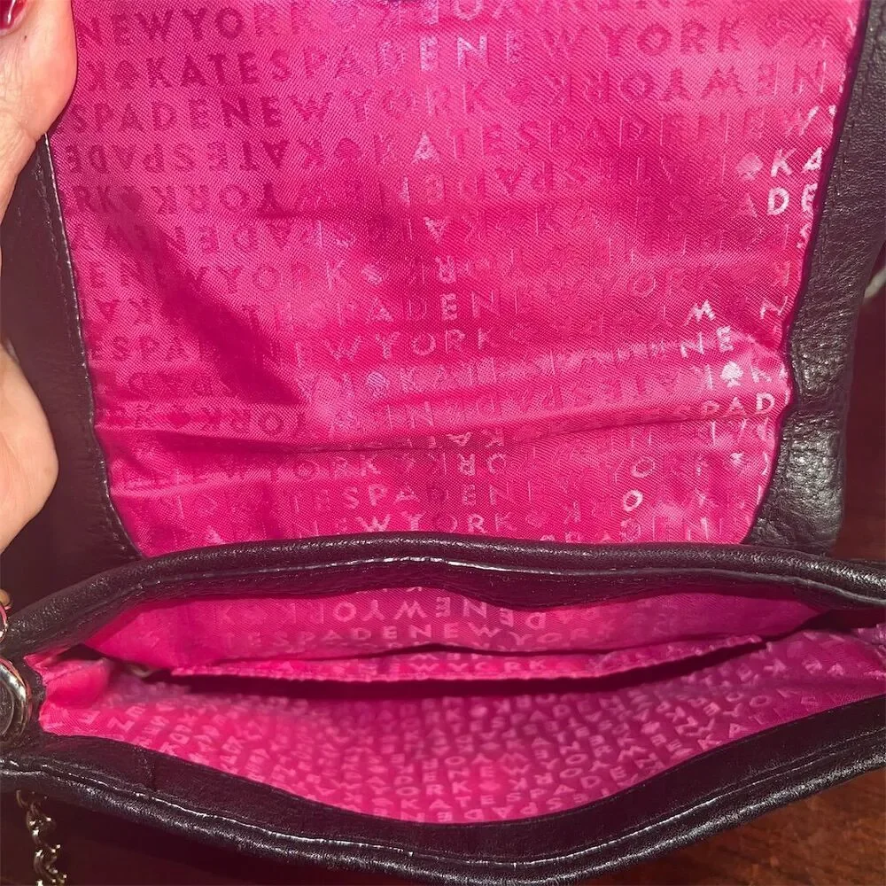 Kate Spade Black Quilted Leather Crossbody Bag Gold Chain Strap